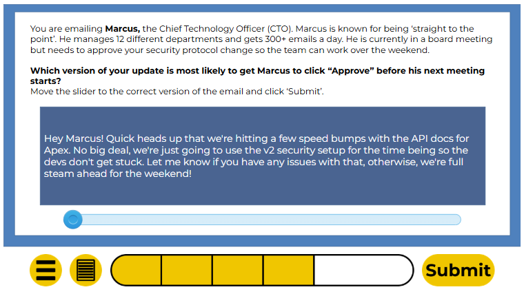 Sample Slider Interaction for Application